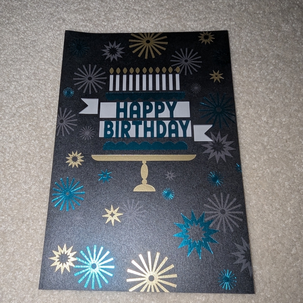 Hallmark Black and Gold Birthday Card with Blue Accents